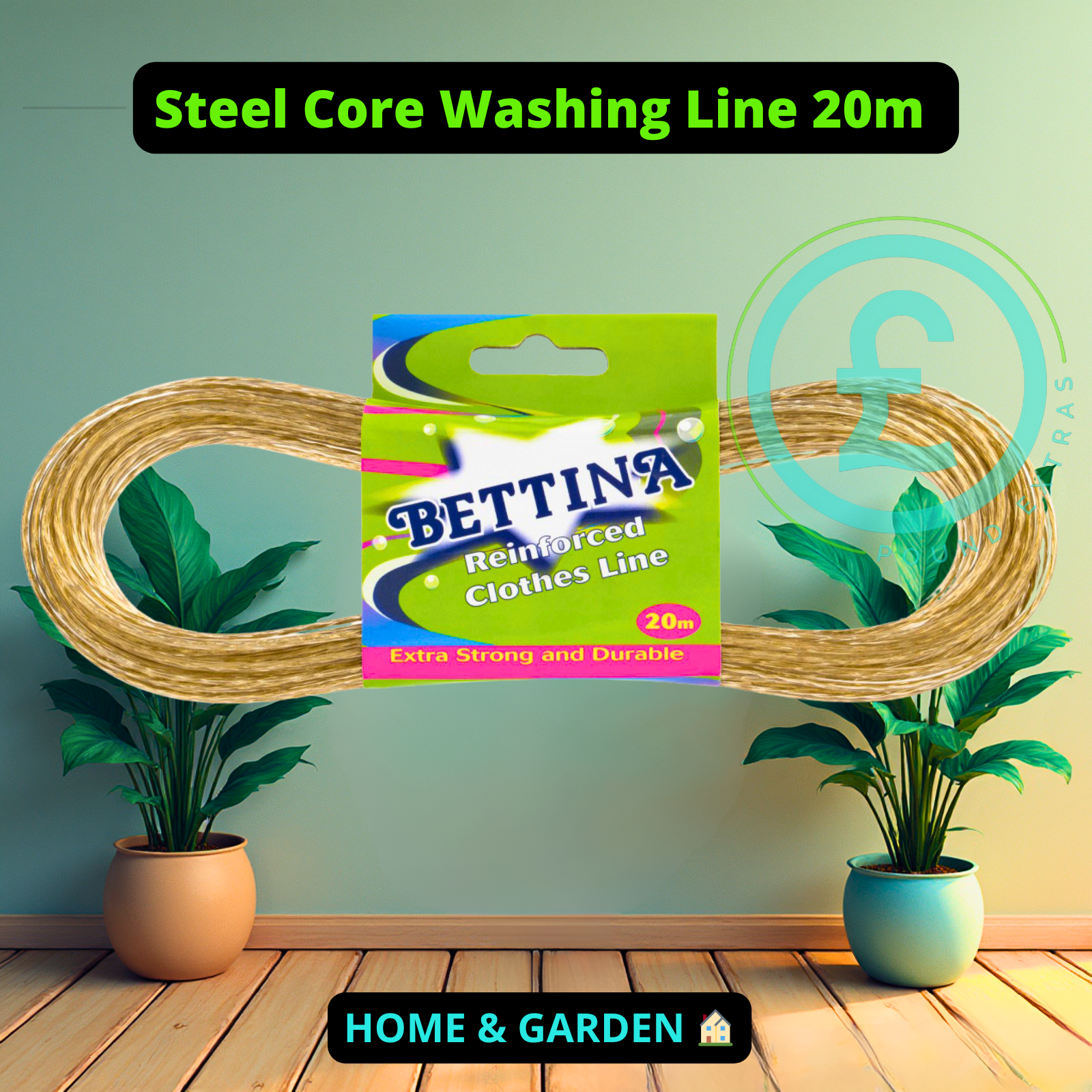 Steel Core Washing Line 20m Reinforced Heavy Duty Strong Clothes Line Bettina0