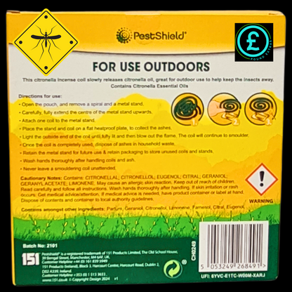 PestShield outdoor insect repellent packaging with yellow and green design
