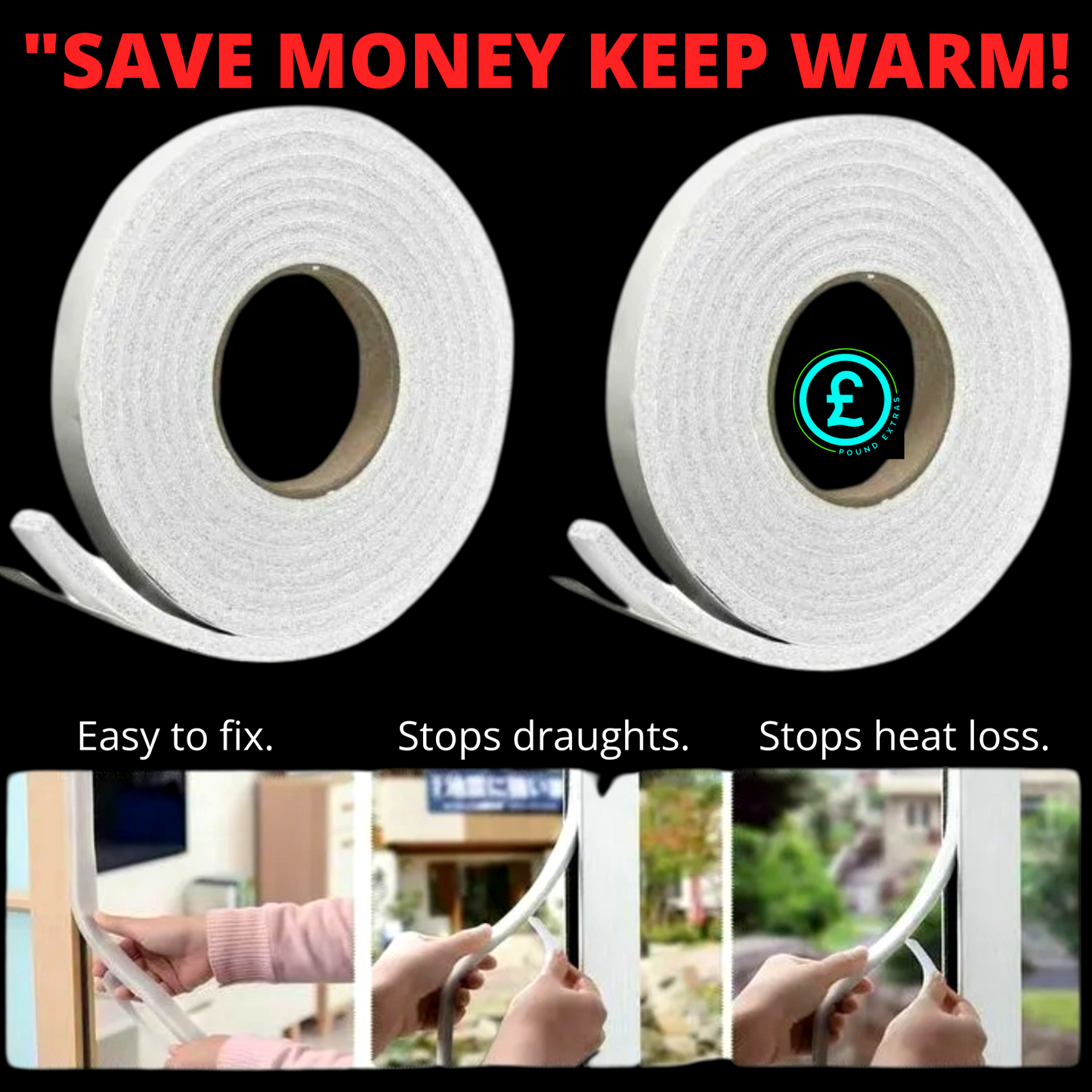 Foam Weather Strip Draught Excluding Tape Door Window Seal 10m Self Adhesive DIY7
