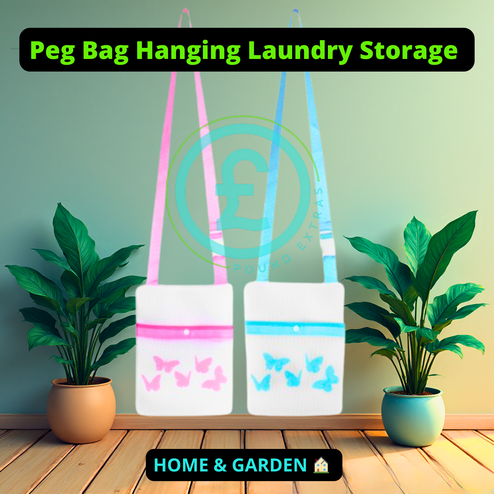 ❤️ POUND EXTRAS 😊 Peg bag hanging laundry storage 🏠 breathable mesh keeps pegs dry & organised. Shoulder strap for easy hanging on lines or dryers.