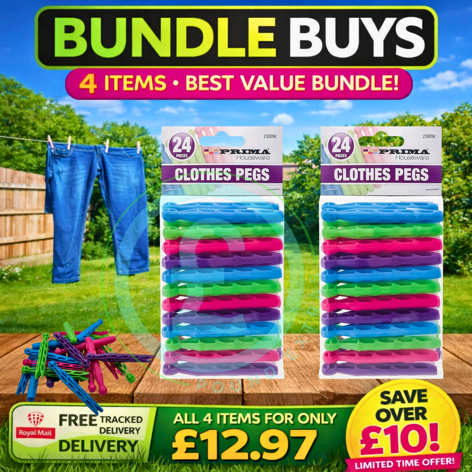 Dolly Pegs 48 Pack Washing Line Peg Bag Bundle Outdoor Clothes Peg Set Laundry1