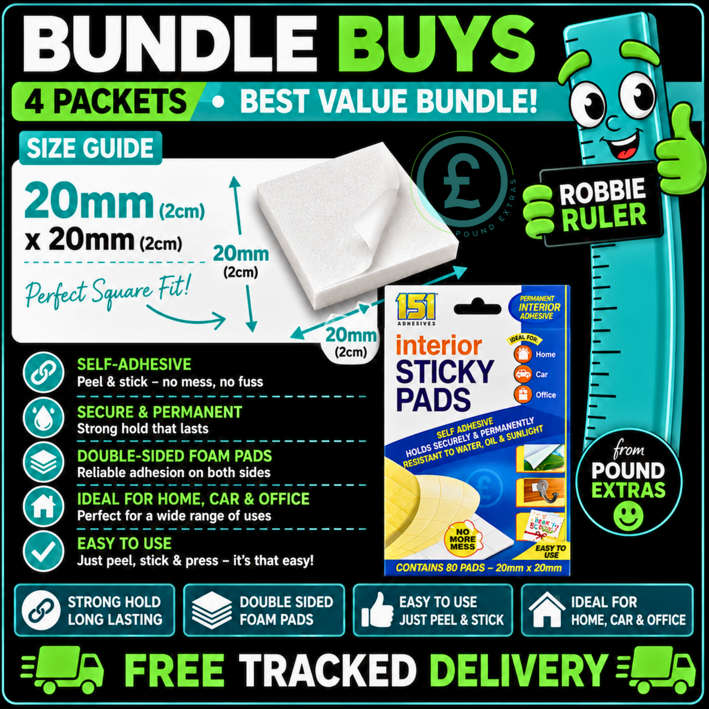 Sticky Pads 320 Pack Bundle Self Adhesive Double Sided Foam Pads Holds Securely3