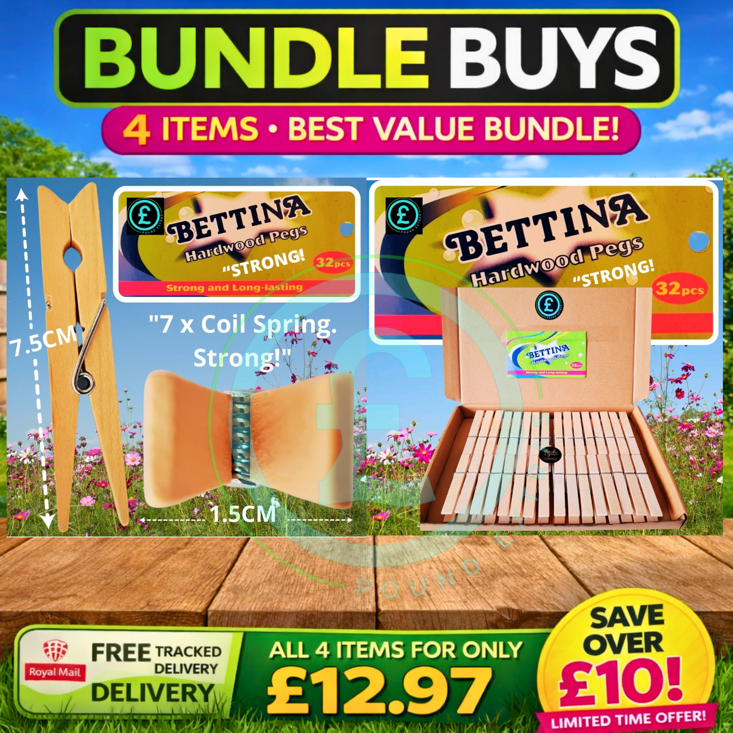 Clothes Pegs 64 Pack Wooden Pegs Washing Line Peg Bag Bundle Outdoor Heavy Duty1