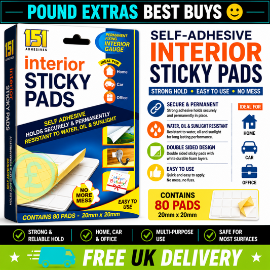 Interior Sticky Pads 80 Pack Double Sided Adhesive Strong Hold Home Car 0