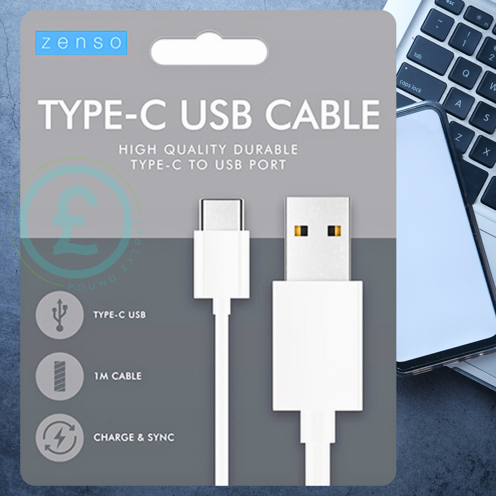  USB Type-C Charging Cable 1M White Fast Charge Sync Android Samsung Zenso2