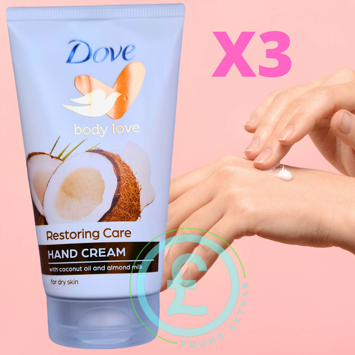 3 x Dove Body Love Restoring Care Hand Cream with Coconut Oil & Almond Milk 75ml11
