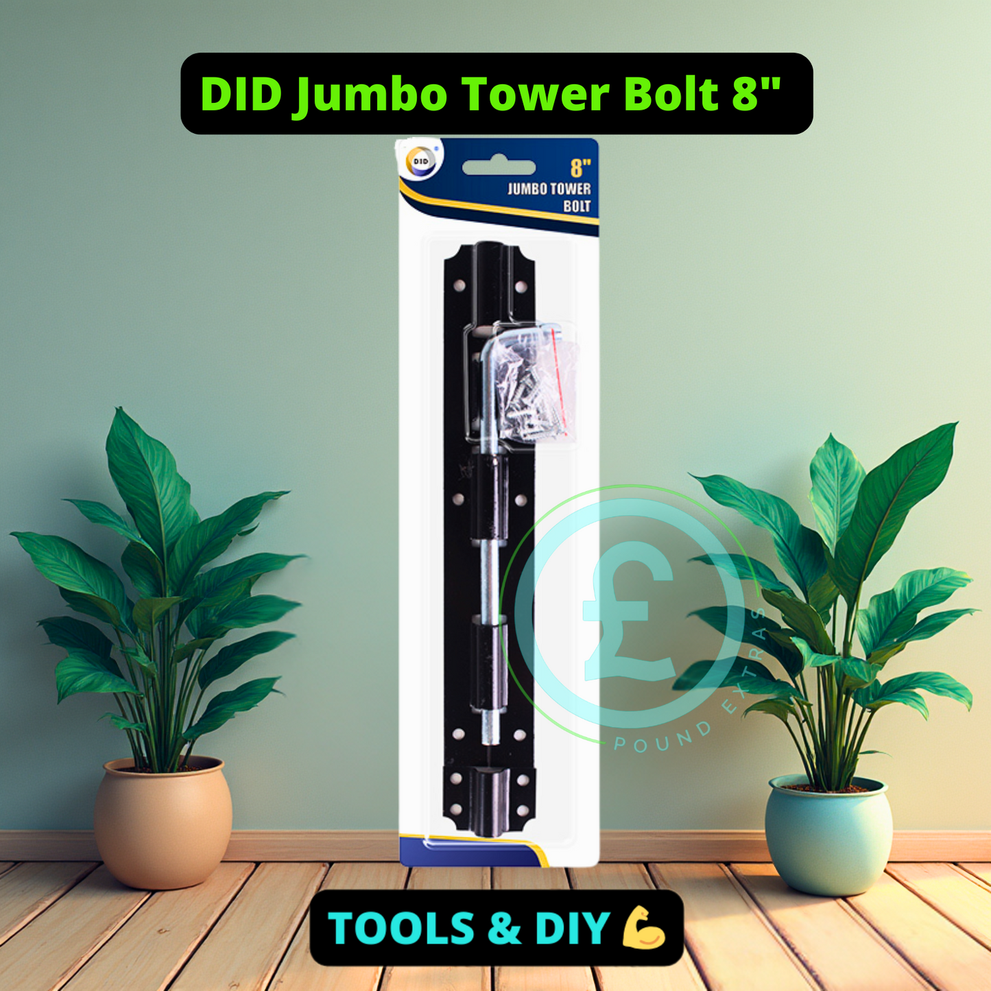 Jumbo Tower Bolt 8" Strong Garden Gate Black Corrosion Resistant Shed Door Catch1