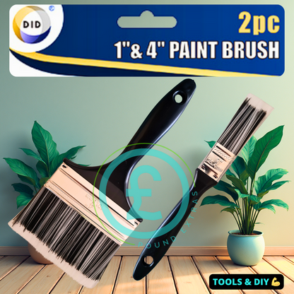 Paint Brush Set 1" 4" 2 Pack Painting Decorating Brushes Walls DIY Painting Tool0
