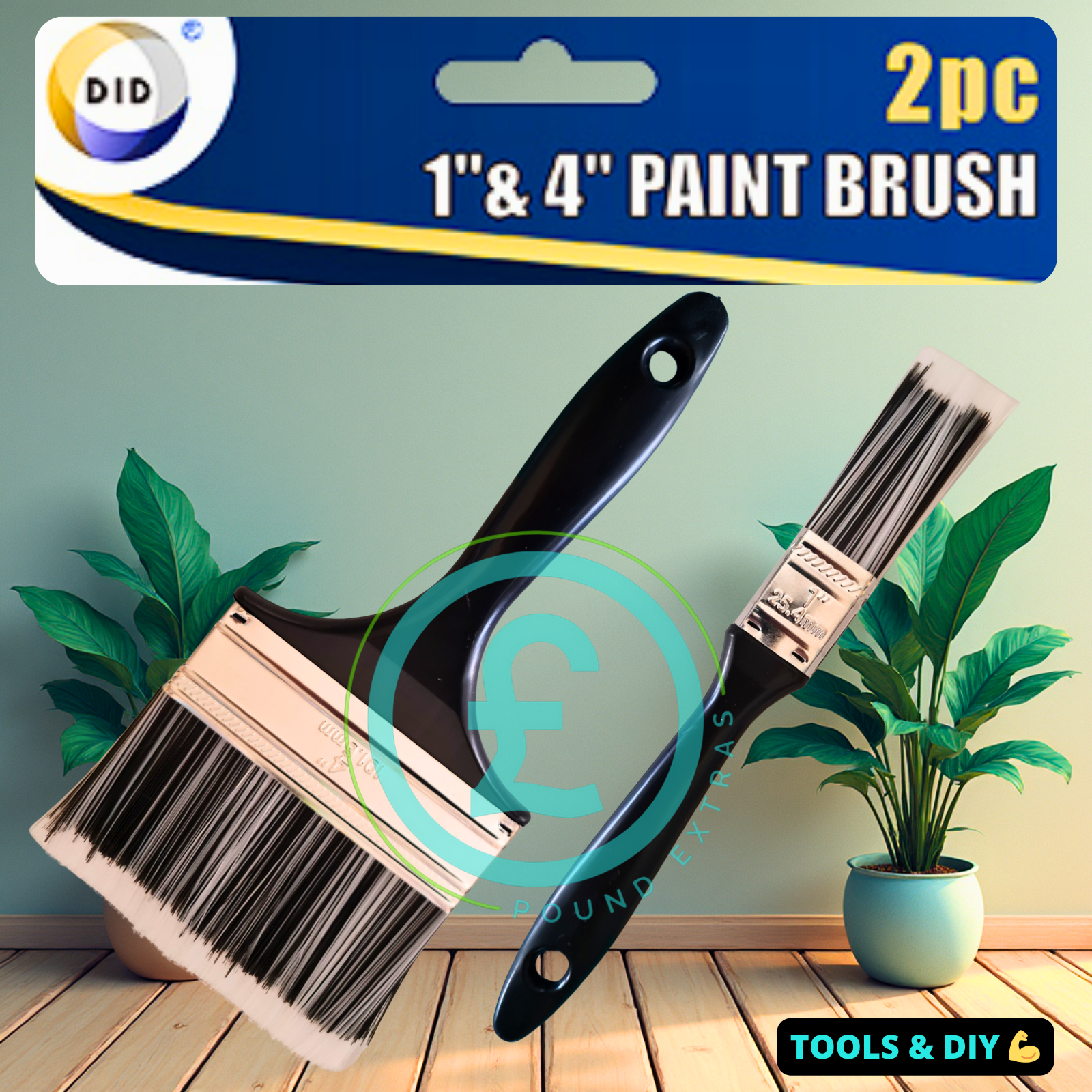 Tools & DIY  1" & 4" Paint Brush Set 2pc – High Quality Decorating Brushes0