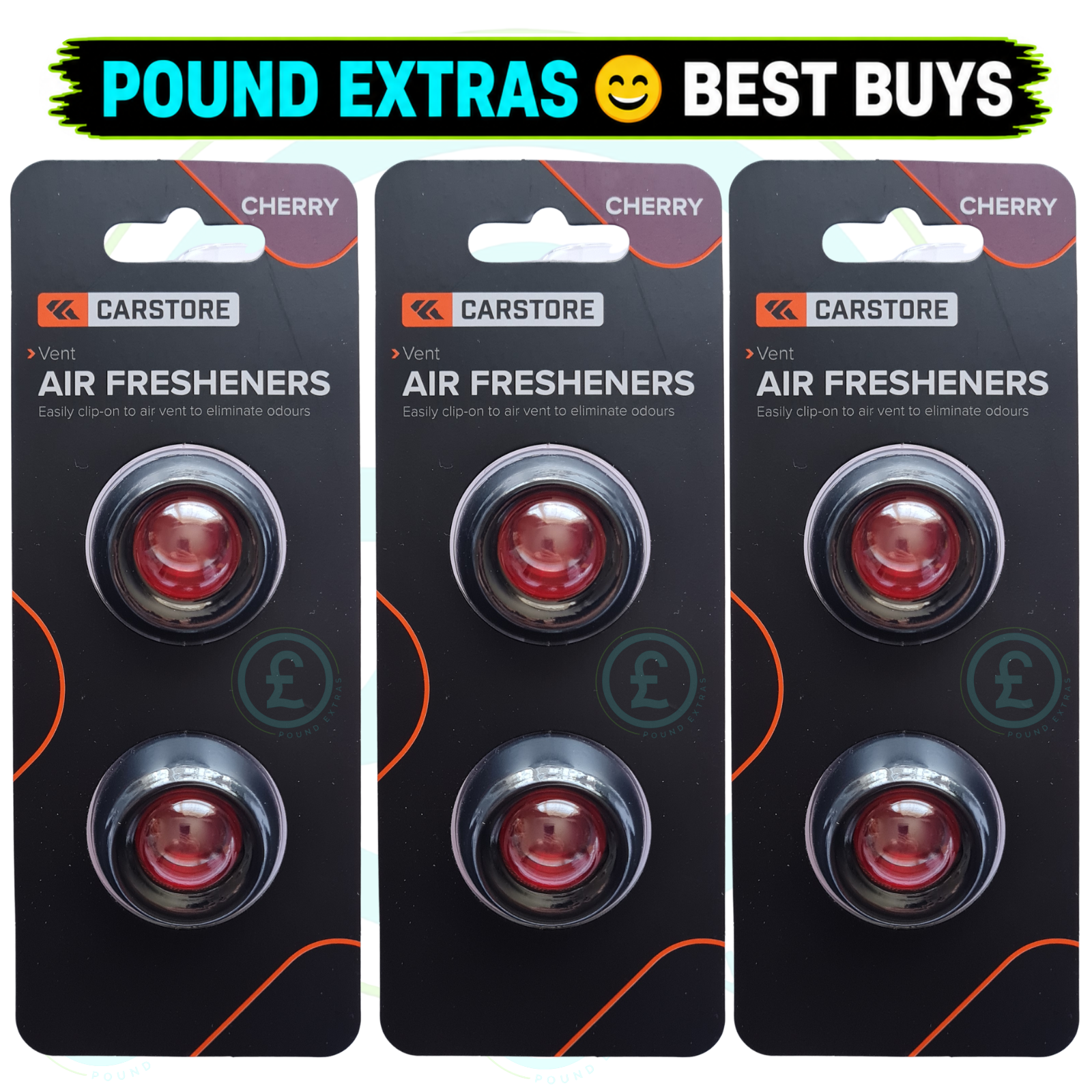 Car Air Freshener Vent Clip Cherry Scent Carstore 3 Pack Fresh Car Van Taxi Boat0