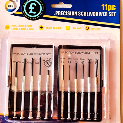 11-piece precision screwdriver set in packaging with visible brand logo
