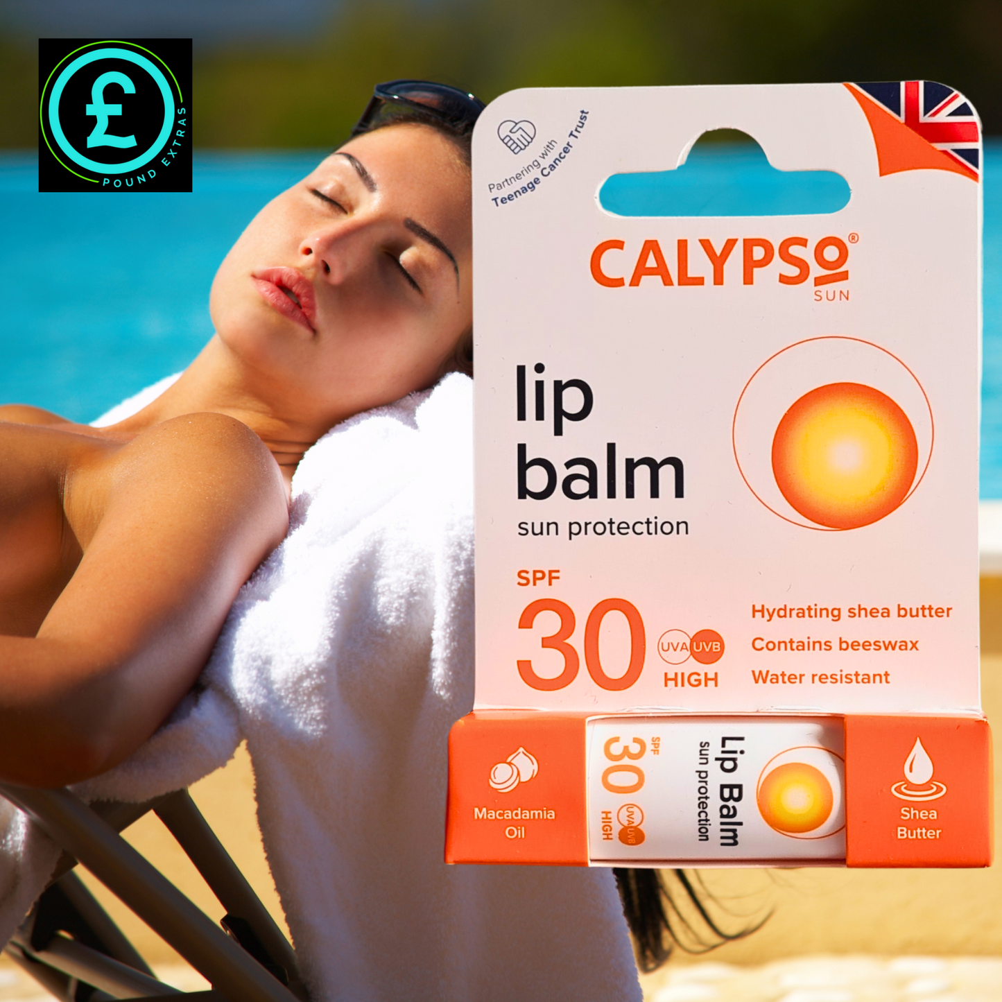 NEW Calypso SPF30 Sun Protection UVA UVB Lip Balm 4.3g SHEA BUTTER MACADAMIA OIL6
