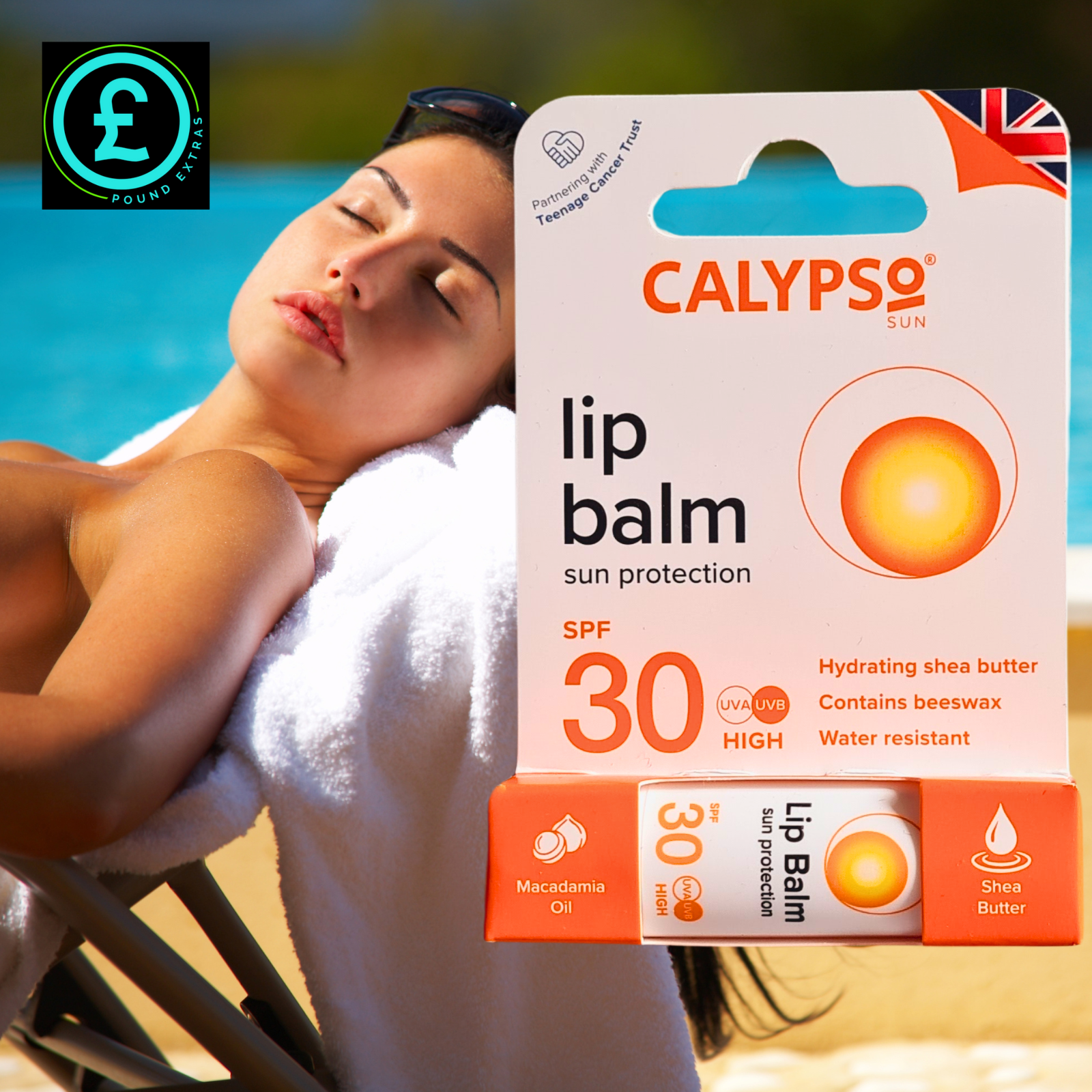 NEW Calypso SPF30 Sun Protection UVA UVB Lip Balm 4.3g SHEA BUTTER MACADAMIA OIL6