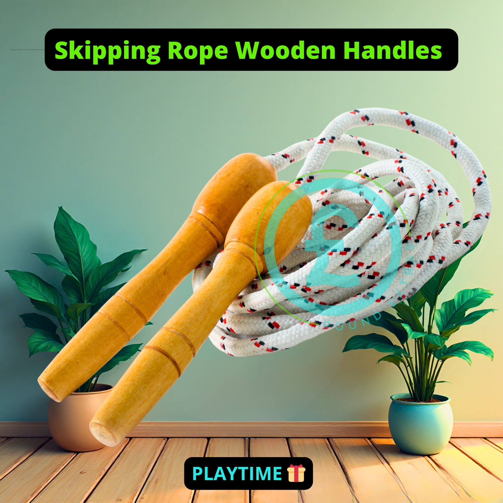 Skipping Rope Wooden Handles 2.3m Kids Fitness Training Jump Rope Assorted Play0