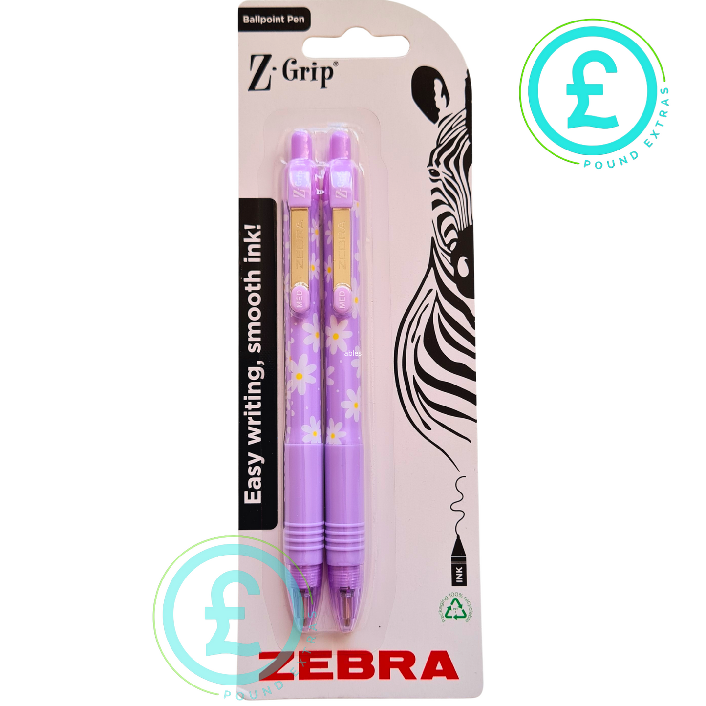 Zebra Z-Grip ballpoint pen packaging with a zebra design on a white background