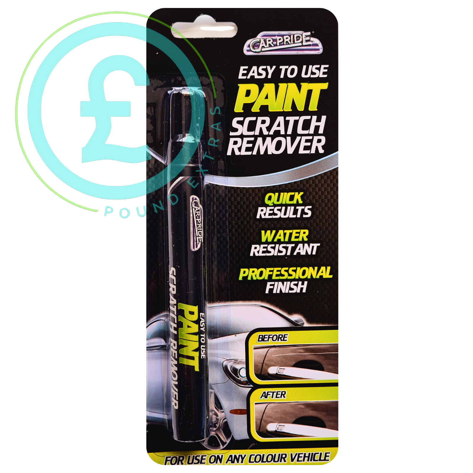 Car Pride paint scratch remover with packaging on a white background