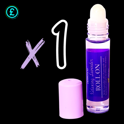 Purple roller bottle with cap on a black background