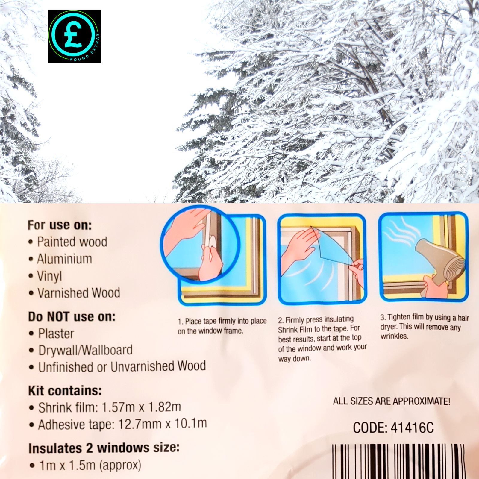 WINDOW INSULATION KIT SHRINK FIT DOUBLE GLAZING FILM DRAUGHT EXCLUDER FROST COLD9