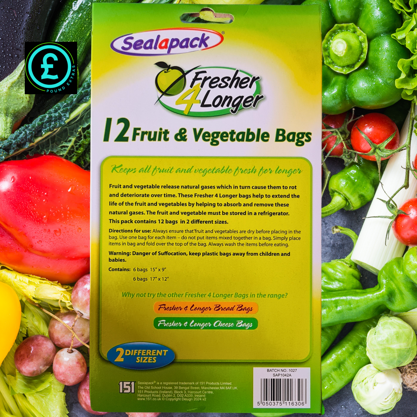 Sealapack Fruit & Vegetable Storage Bags 12 Pack Fresher 4 Longer Reusable  10