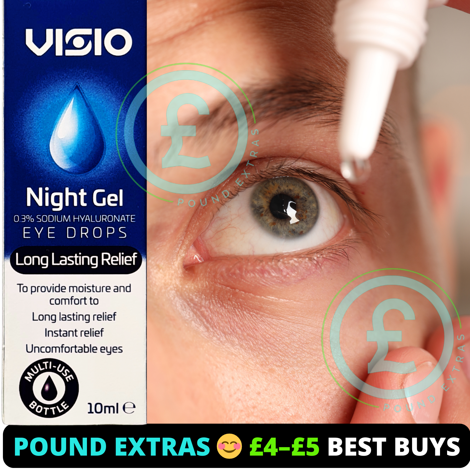 Eye Drops Night Gel Dry Eyes Repair Restore Over Night Care Contact Lens 10ml UK2