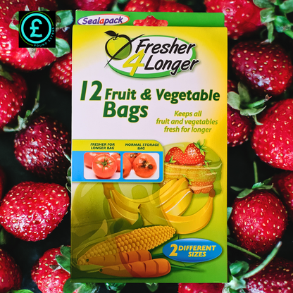 Sealapack Fruit & Vegetable Storage Bags 12 Pack Fresher 4 Longer Reusable  0