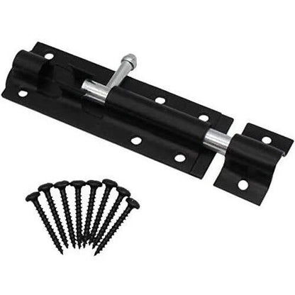 ❤️ POUND EXTRAS 😊 6" Black Tower Bolt 💚 strong steel door latch for gates, sheds & doors – durable, weatherproof & easy to install with screws!