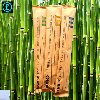 ❤️ POUND EXTRAS 😊 Bamboo Toothbrush Set 💚 soft bristles, eco-friendly & biodegradable handles for a cleaner smile & greener planet. Perfect daily oral care!