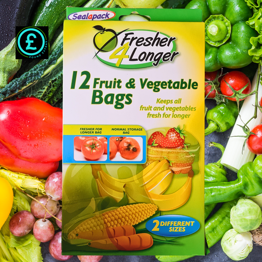 ❤️ POUND EXTRAS 😊 Fruit & Veg Bags 💚 reusable food storage to keep produce fresher for longer – 12 mixed-size bags for fridge & kitchen use!