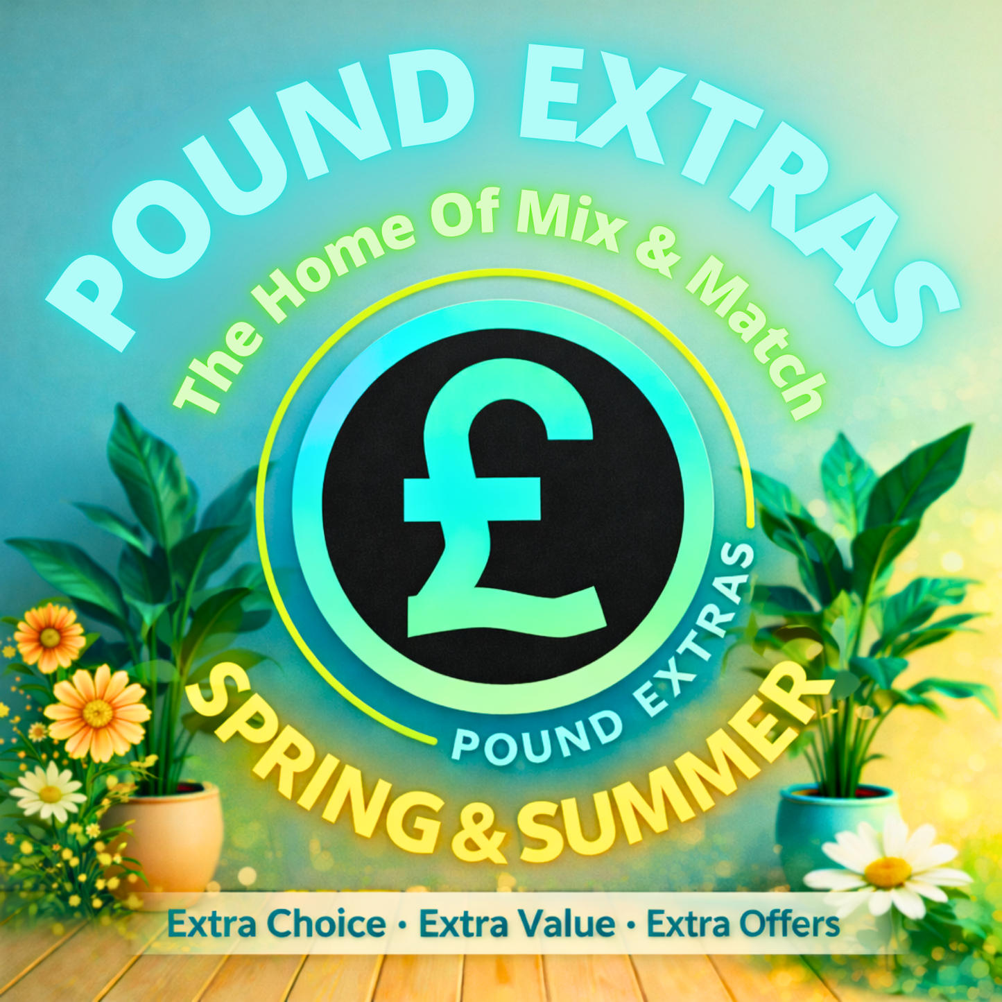 “Pound Extras Spring & Summer category banner – Home of Mix & Match seasonal offers”