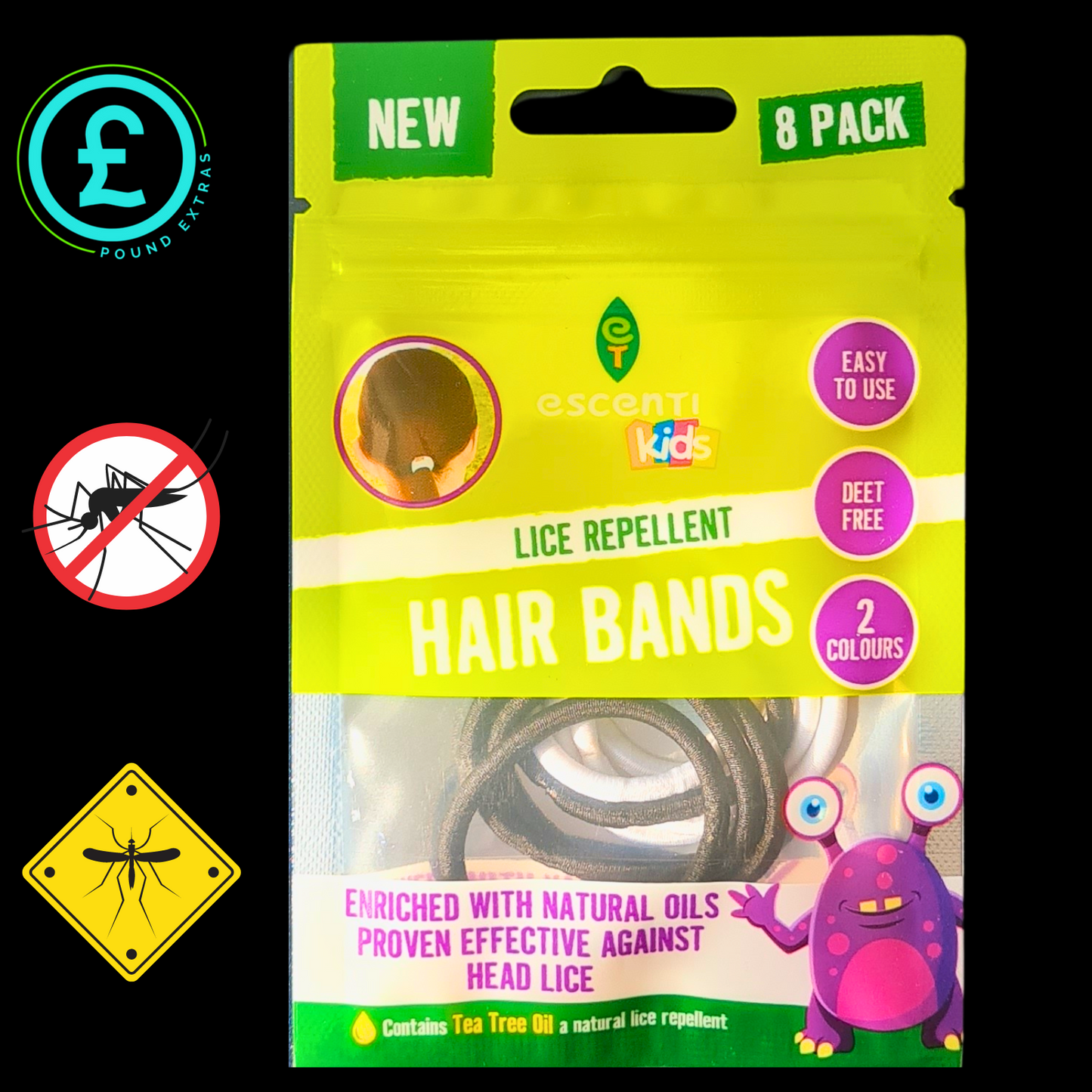 ❤️ POUND EXTRAS 😊 Tea Tree Lice Repellent Hair Bands 💚 help protect kids from nits & bugs — gentle, natural defence for back-to-school days!