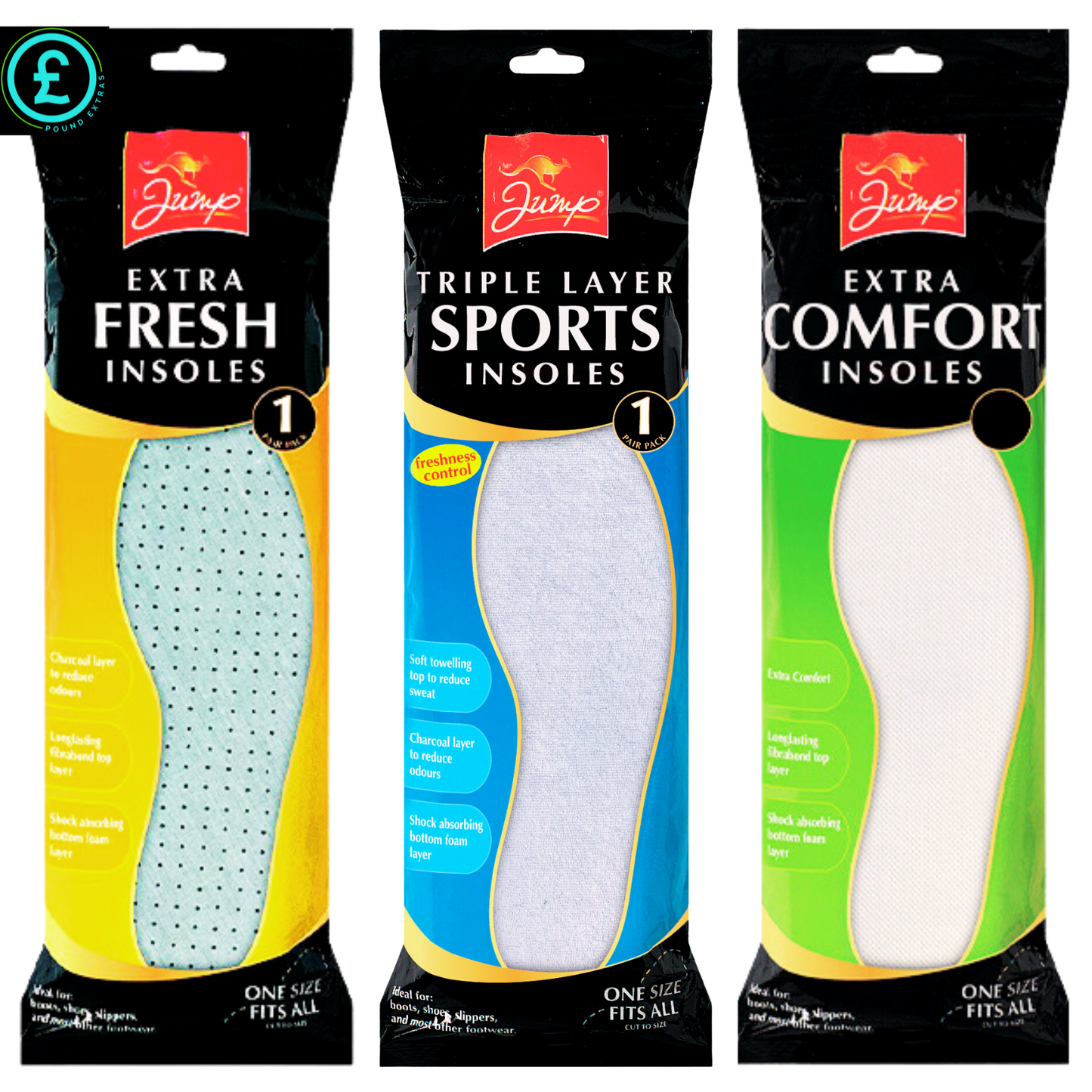 ❤️ POUND EXTRAS 😊 Memory Foam Insoles 💚 soft, cushioned support for men & women – relieve pressure, reduce odour & keep feet comfy all day.