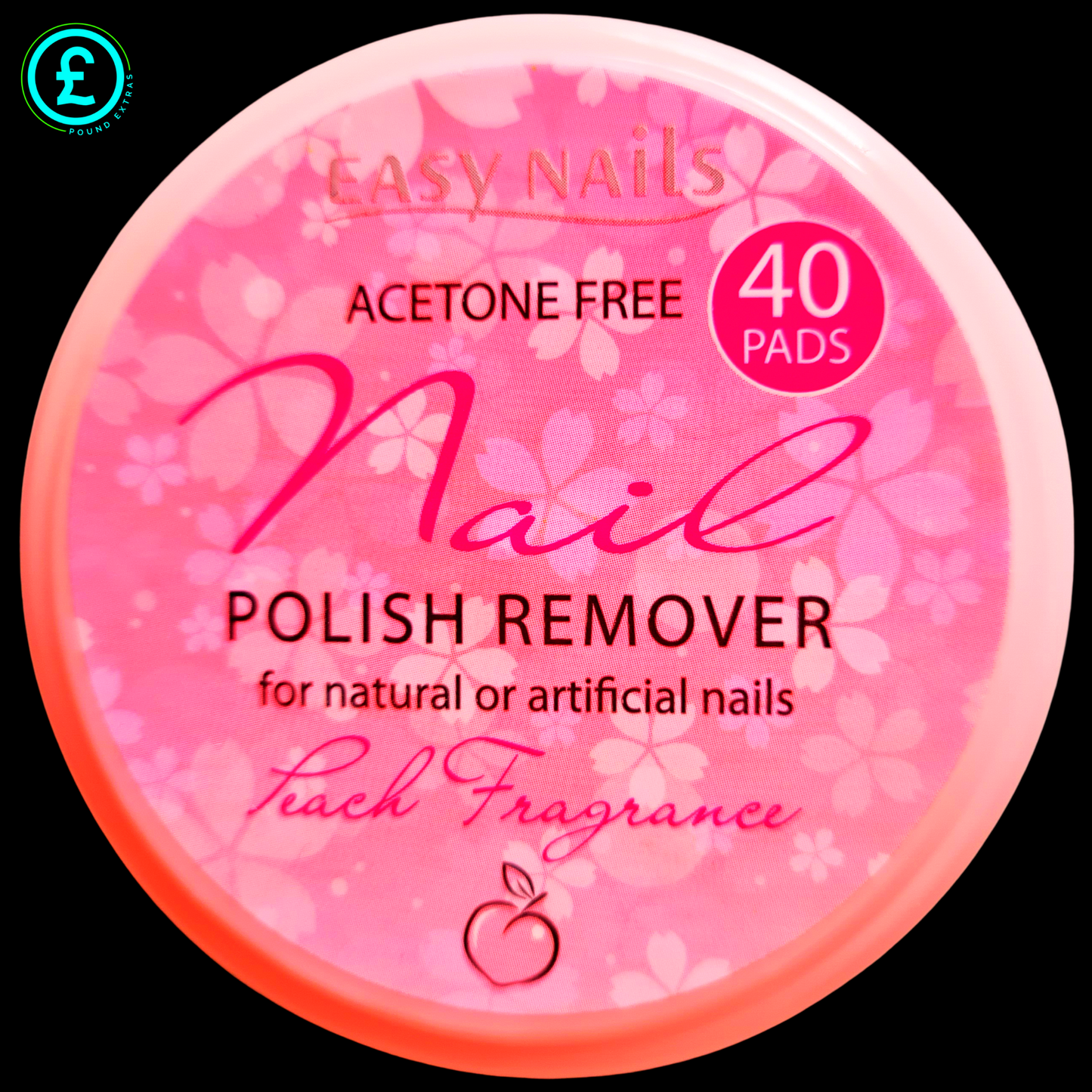 ❤️ POUND EXTRAS 😊 Easy Nails Remover Pads 💚 acetone-free, gentle on nails & cuticles – peach-scented 40-pad tub for clean, fresh nail care anytime!