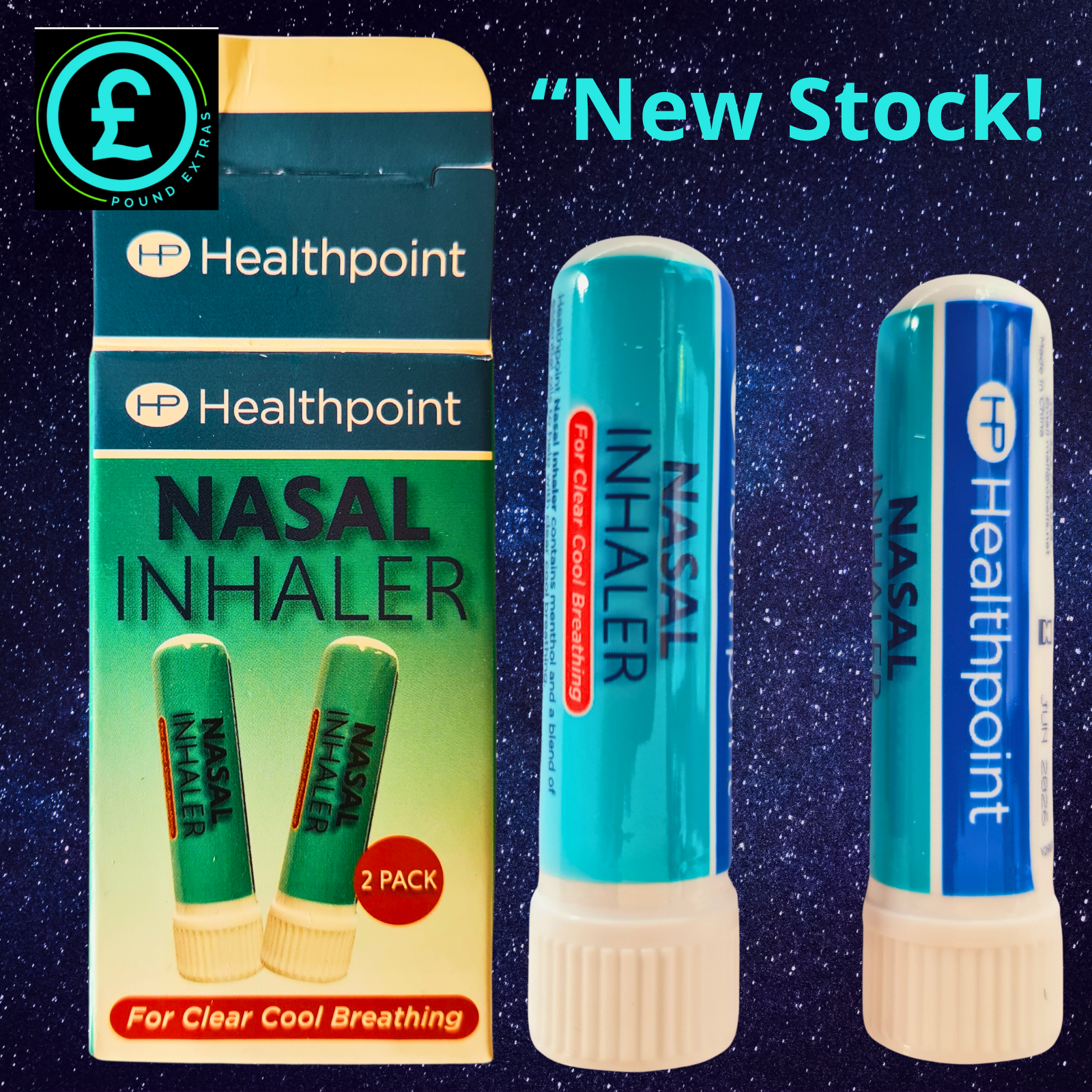 ❤️ POUND EXTRAS 😊 Nasal Inhaler Sticks 💚 twin pack with peppermint & eucalyptus for fast sinus relief – unblock nose & refresh breathing naturally.
