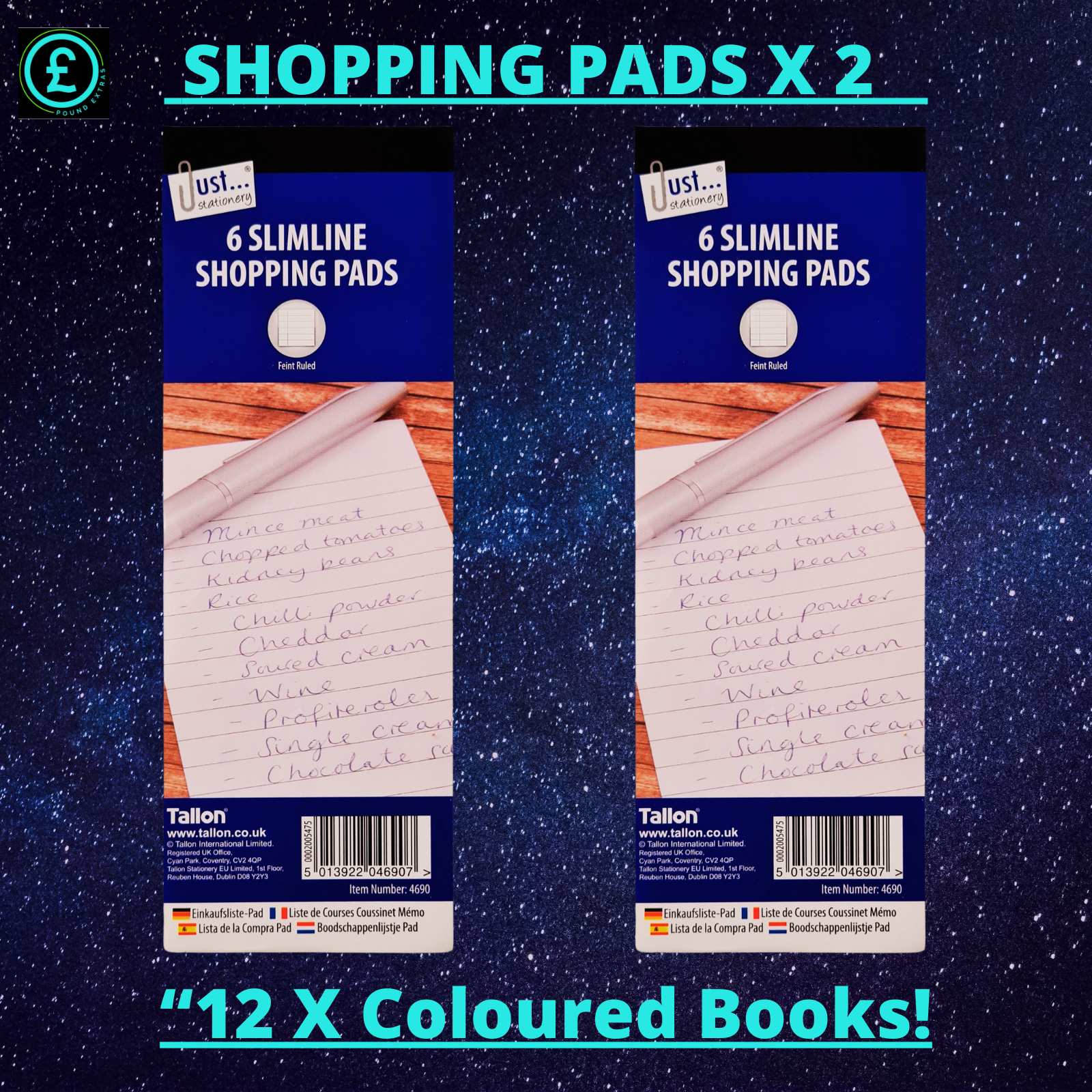 ❤️ POUND EXTRAS 😊 Shopping To-Do List Memo Pad 💚 white lined jotter notebook – ideal for notes, reminders & shopping lists at home, school or work!