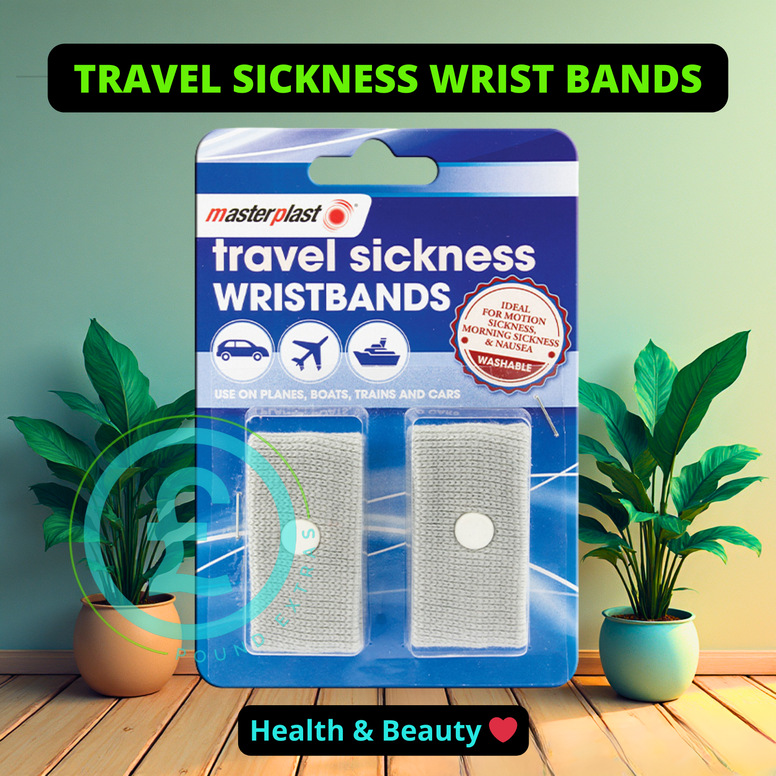 POUND EXTRAS 😊 Anti-nausea wrist bands ❤️ drug-free relief for motion & morning sickness. Ideal for car, sea & air travel. Comfortable, reusable & effective.