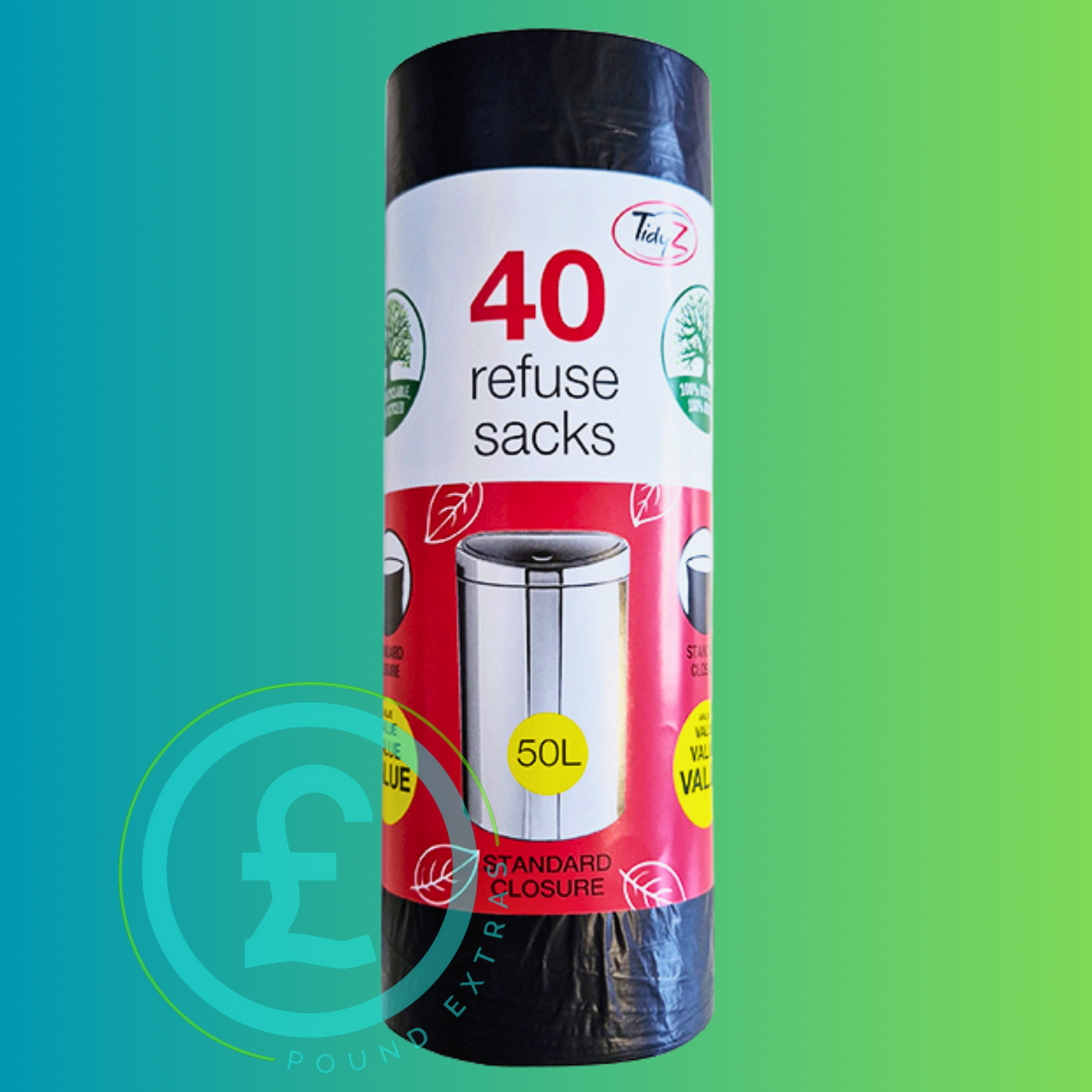 TidyZ Refuse Sacks 120 Pack Bundle 50L Strong Bin Bags