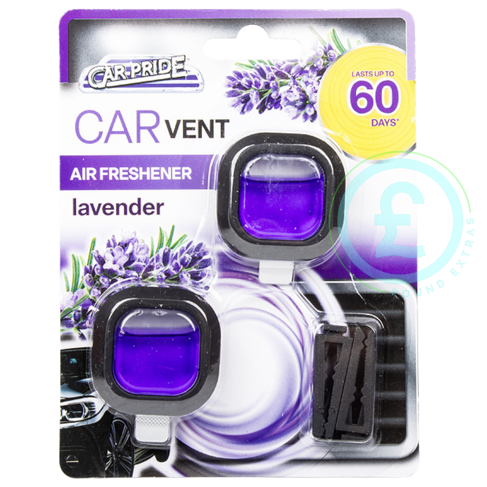 Car Pride lavender car vent air freshener twin pack front product image
