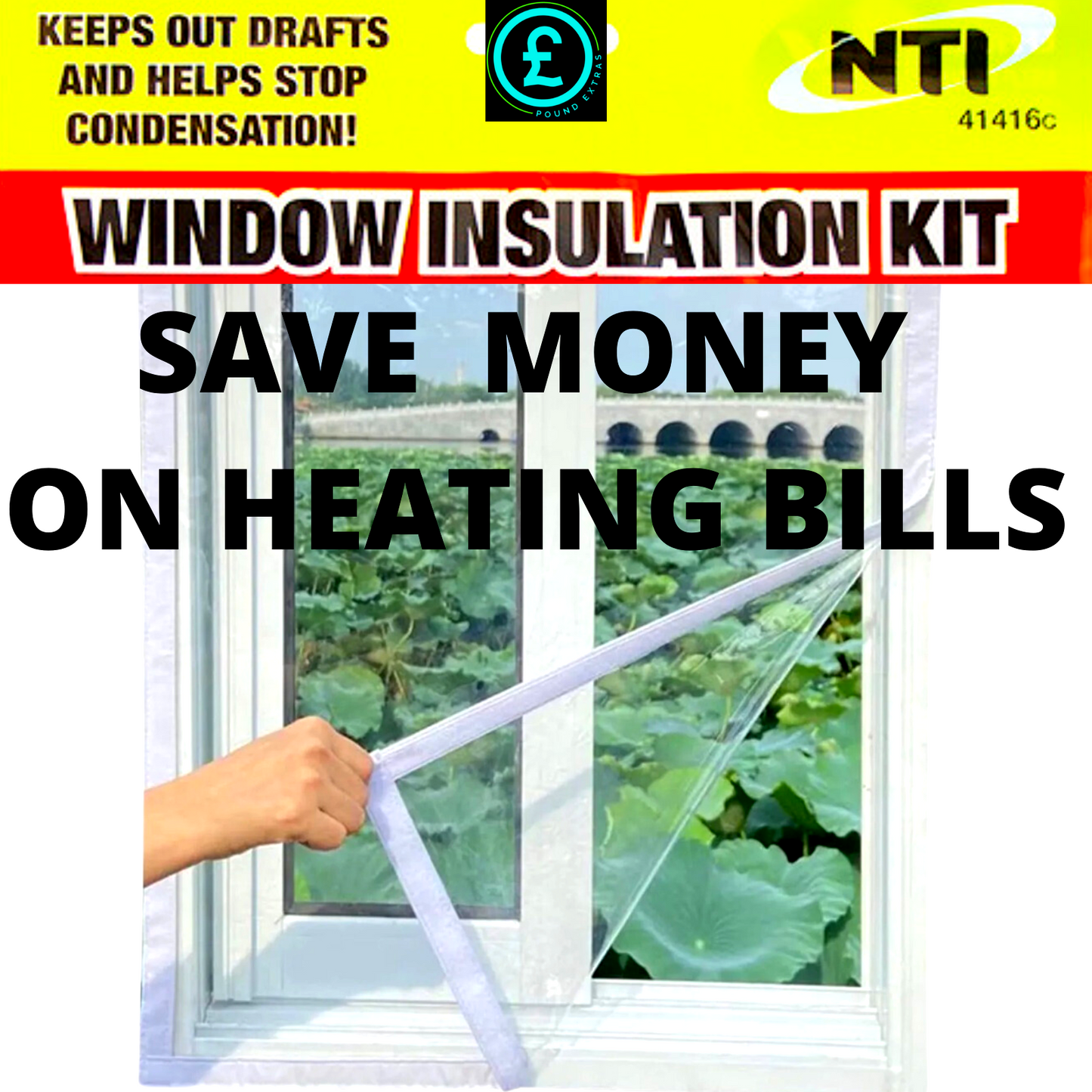 ❤️ POUND EXTRAS 😊 Window Insulation Kit 💚 shrink-fit film creates double glazing effect — blocks drafts, saves heat & keeps your home warm all winter!