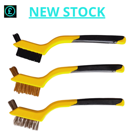 ❤️ POUND EXTRAS 😊 Wire Brush Set 💚 3 mini brushes – steel, brass & nylon for rust, metal & detail cleaning. Essential for DIY, auto & home use!