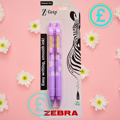 ❤️ POUND EXTRAS 😊 Zebra Z-Grip Floral Pens 💚 smooth retractable ballpoints with comfy grip – stylish daisy design 2-pack perfect for home or office!